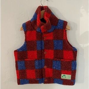 NWT - Tiny Cotton buffalo check sherpa vest
